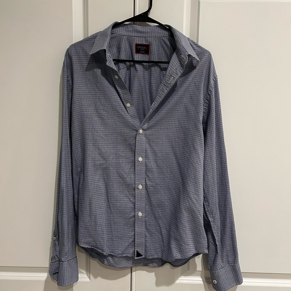 UNTUCKit Men's Casual Blue Plaid Shirt